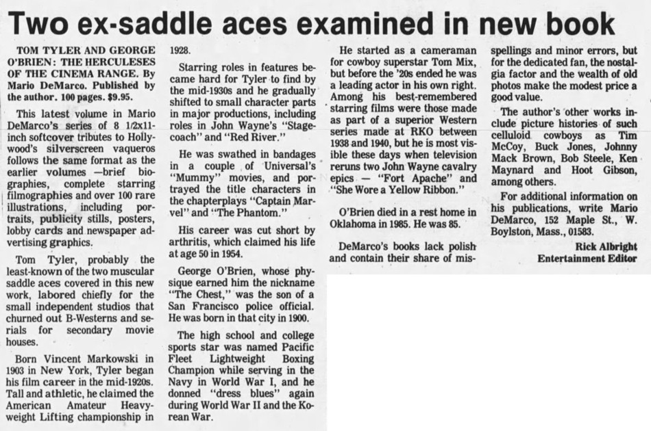 Tom Tyler The Herculeses of the Cinema Range review