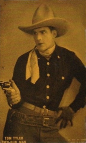 Tom Tyler Two-Gun Man brown exhibit card