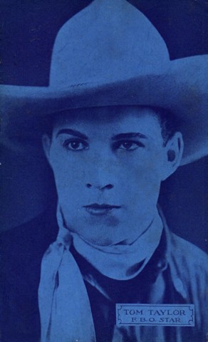 Tom Tyler blue tinted postcard
