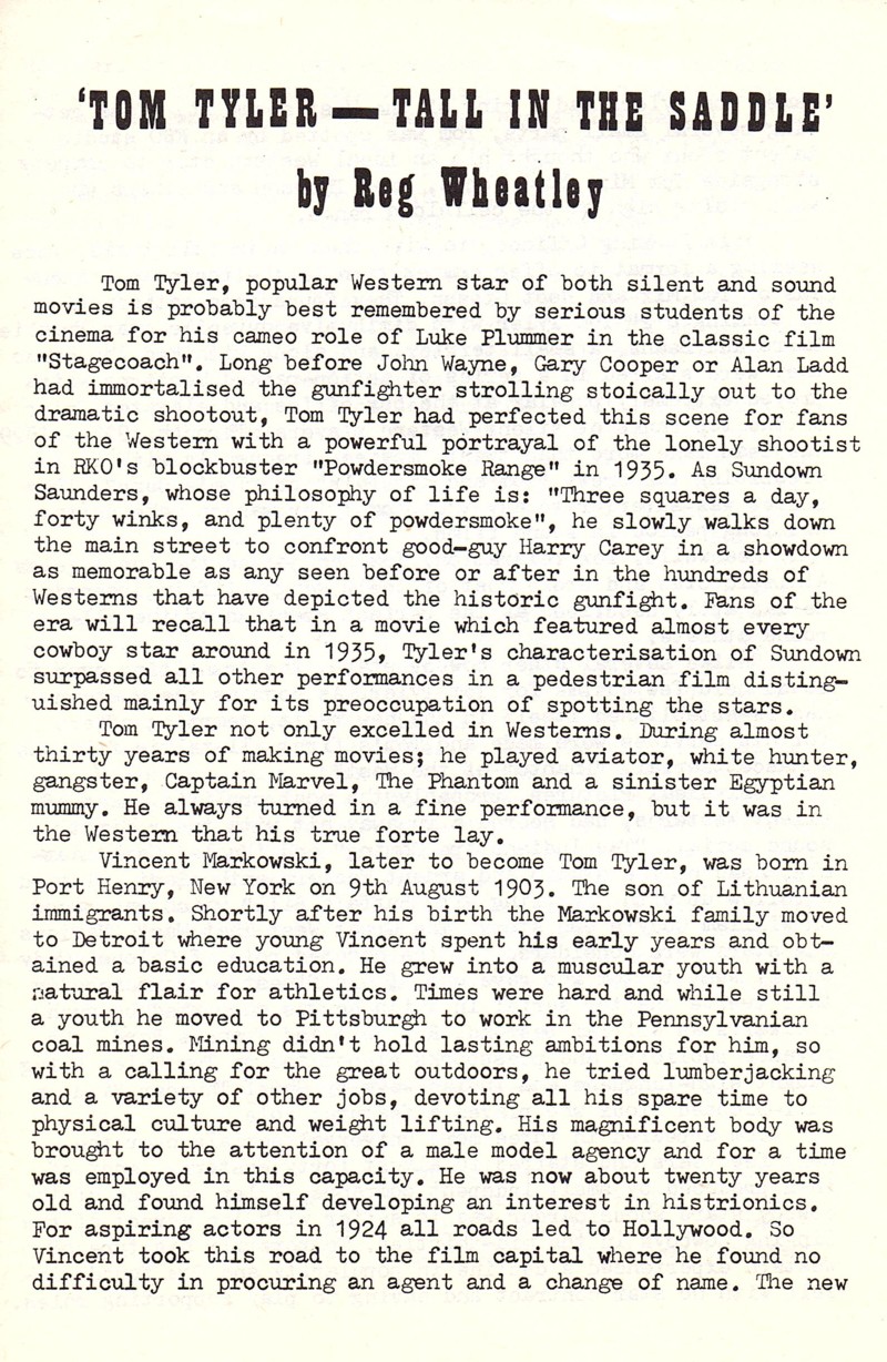 Wrangler's Roost Spring 1979 Tom Tyler Tall in the saddle